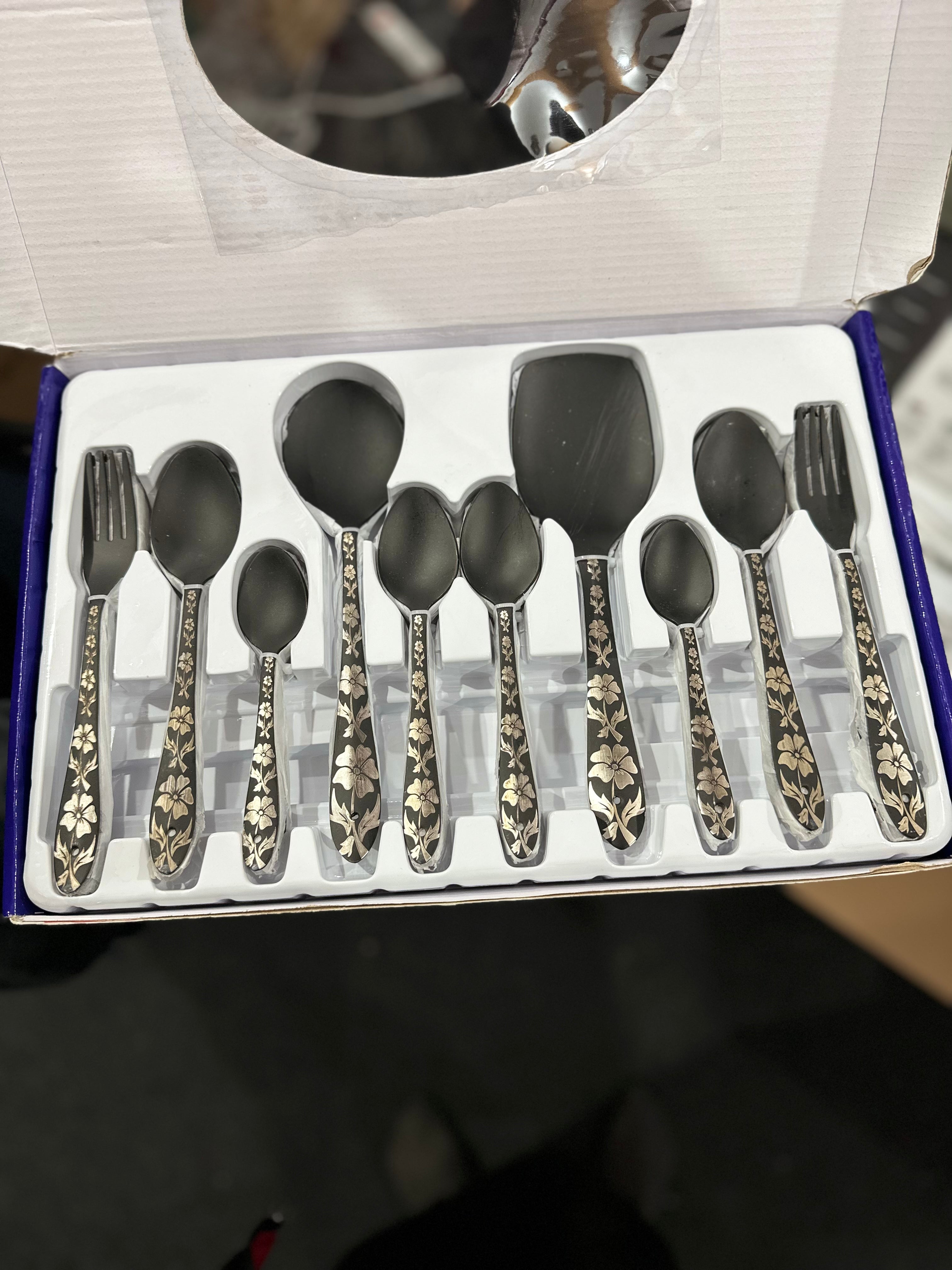 German Imported 52 Pcs MATTE BLACK CUTLERY SET