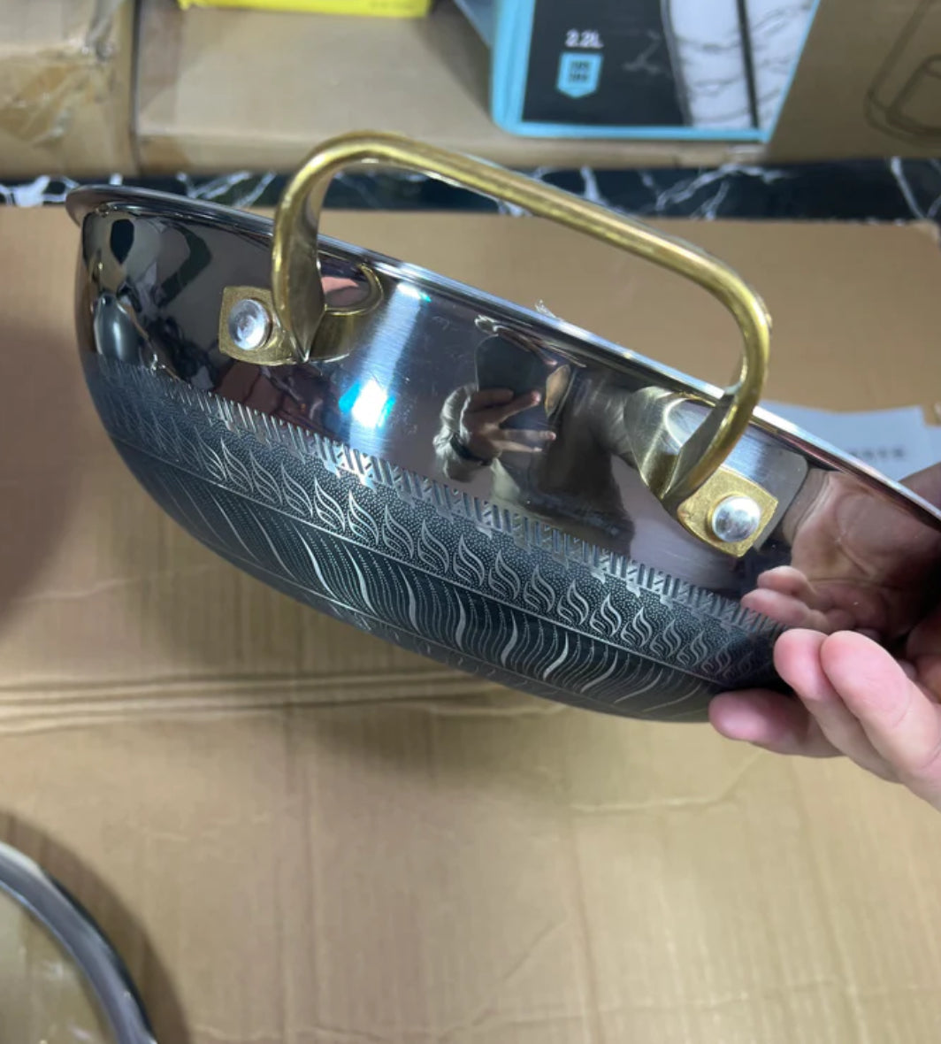 Honey comb Laser coated Deep Frypan—Stock pot