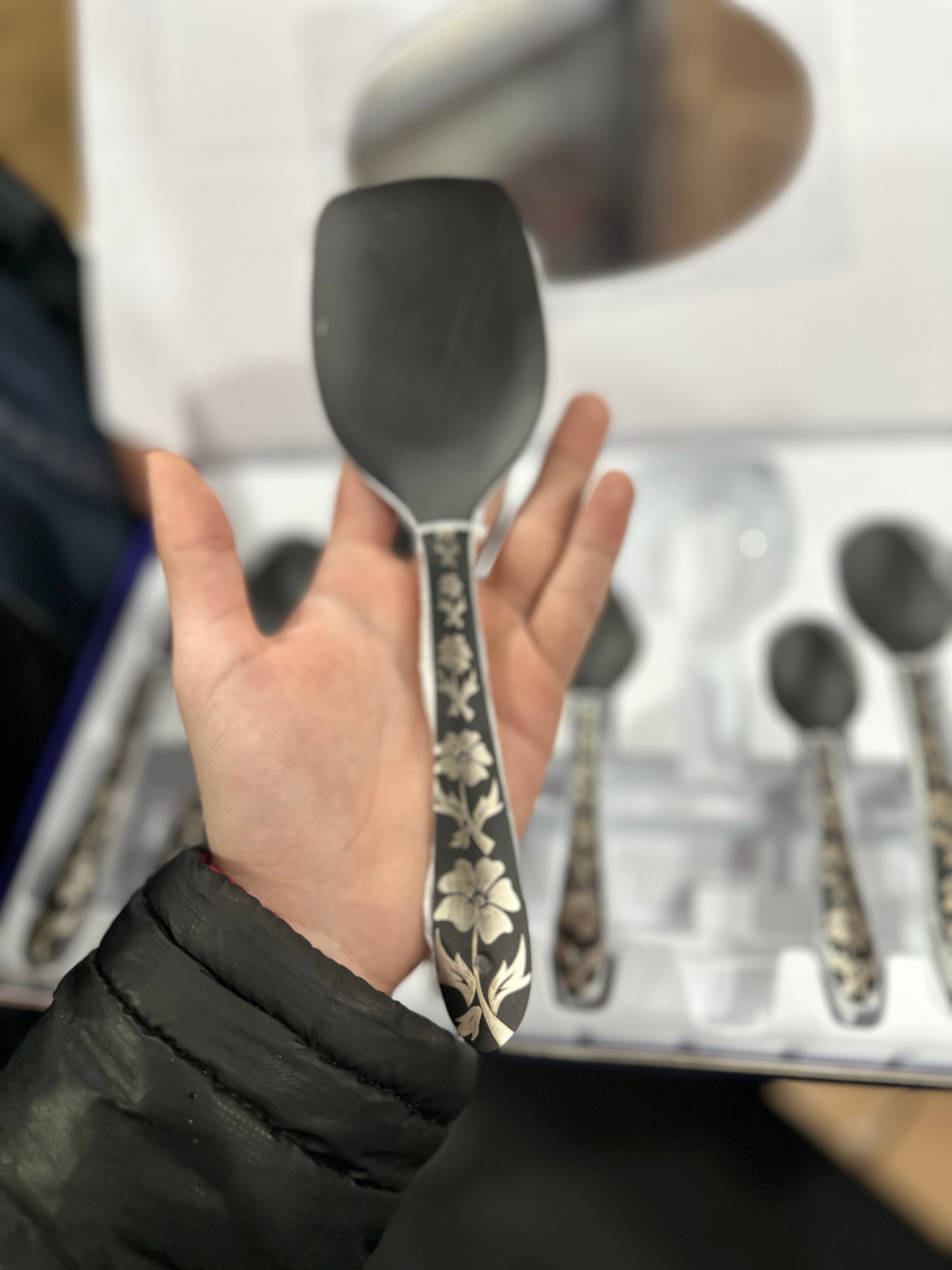 German Imported 52 Pcs MATTE BLACK CUTLERY SET