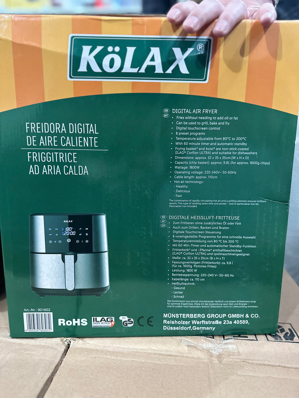 German Imported Kolax Air Fryer 9.8L